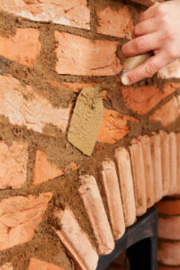 nice masonry chimney repair in progress