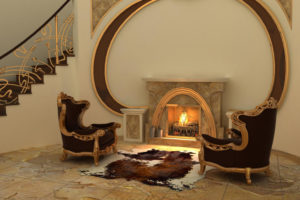 unique living room with fireplace