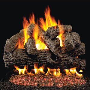 Stock Image - Peterson - Royal English Oak Real Fyre Gas Vented Gas Log Set Log Set & Burner - Chimney Doctors of Colorado