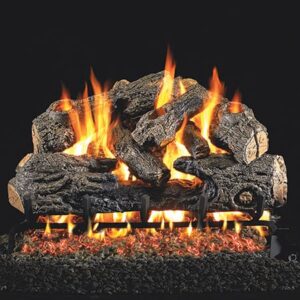 Stock Image - Peterson - Charred Northern Oak Real Fyre Gas Vented Gas Log Set Log Set & Burner - Chimney Doctors of Colorado