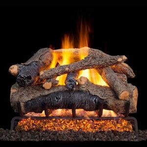 Stock Image - Peterson - Charred Colonial Oak Real Fyre Gas Vented Gas Log Set Log Set & Burner - Chimney Doctors of Colorado