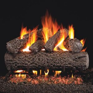 Stock Image - Peterson - Post Oak Real Fyre Gas Vented Gas Log Set Log Set & Burner - Chimney Doctors of Colorado