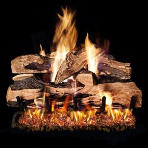 Stock Image - Peterson - Split Oak Designer Real Fyre Gas Vented Gas Log Set Log Set & Burner - Chimney Doctors of Colorado