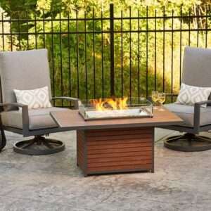 Stock Image - The Outdoor GreatRoom - Kenwood Rectangular Chat Height Gas Fire Pit Table The Outdoor Greatroom Company Gas Fire Table - Chimney Doctors of Colorado