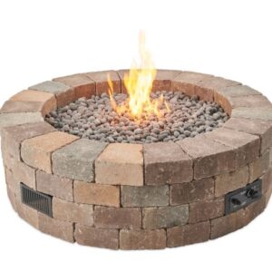 Stock Image - The Outdoor GreatRoom - Bronson Block Round Gas Fire Pit Kit The Outdoor Greatroom Company Gas Fire Table - Chimney Doctors of Colorado