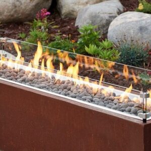 Stock Image - The Outdoor GreatRoom -  12" x 64" Linear Glass Wind Guard The Outdoor Greatroom Company Fire Pit Accessory - Chimney Doctors of Colorado