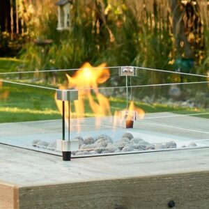 Stock Image - The Outdoor GreatRoom - 16" x 16" Square Glass Wind Guard The Outdoor Greatroom Company Fire Pit Accessory - Chimney Doctors of Colorado