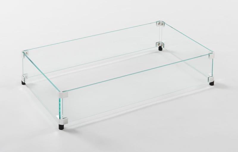 Stock Image - The Outdoor GreatRoom - 12" x 24" Rectangular Glass Wind Guard The Outdoor Greatroom Company Fire Pit Accessory - Chimney Doctors of Colorado