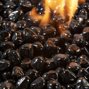 Stock Image - The Outdoor GreatRoom - Black Large Tempered Fire Glass Diamonds The Outdoor Greatroom Company Media - Chimney Doctors of Colorado