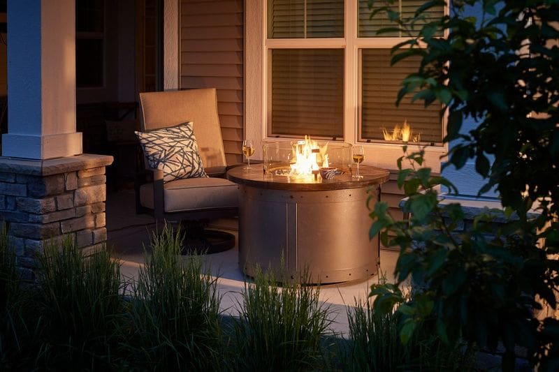 Stock Image - The Outdoor GreatRoom - Edison Round Gas Fire Pit Table The Outdoor Greatroom Company Gas Fire Table - Chimney Doctors of Colorado