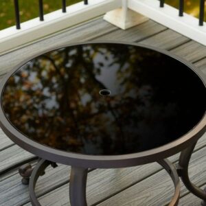 Stock Image - The Outdoor GreatRoom - 20" Round Black Glass Burner Cover The Outdoor Greatroom Company Fire Pit Cover - Chimney Doctors of Colorado