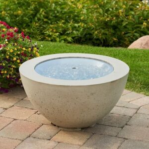 Stock Image - The Outdoor GreatRoom - 20" Round Grey Glass Burner Cover The Outdoor Greatroom Company Fire Pit Cover - Chimney Doctors of Colorado
