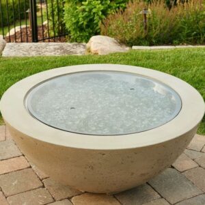 Stock Image - The Outdoor GreatRoom - 30" Round Grey Glass Burner Cover The Outdoor Greatroom Company Fire Pit Cover - Chimney Doctors of Colorado